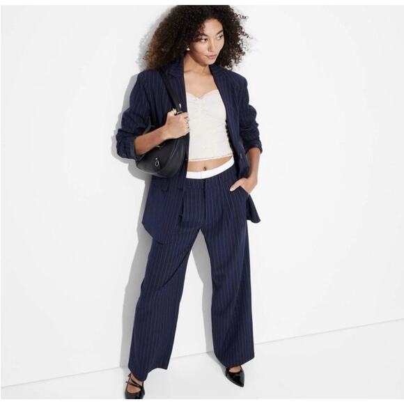 Wild Fable Oversized Blazer Blue Pinstripe Size Women’s XXS - Picture 1 of 3